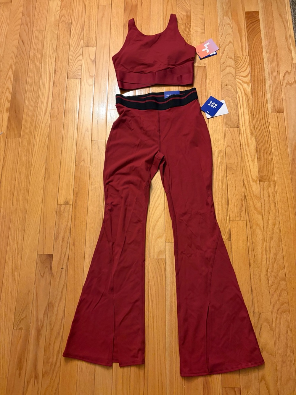 Joy lab  Burgundy and black  Flare Leg Active Set - High-Waist Pants